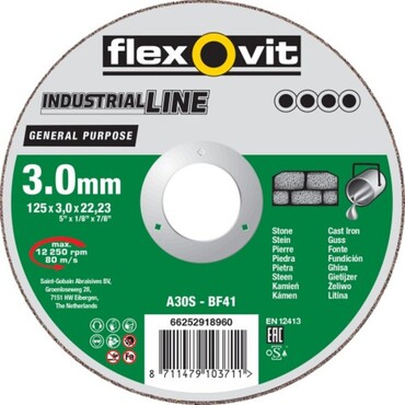 Flat cutting disc, GENERAL PURPOSE, steel/stainless steel/cast iron